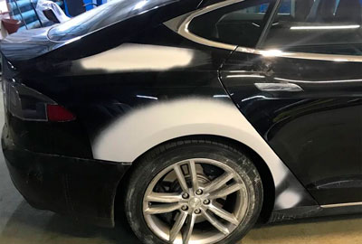 Tesla Model S ремонт и покраска крыла